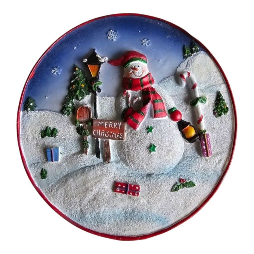 𝐕𝐢𝐧𝐭𝐚𝐠𝐞 Merry Christmas small plate with Snowman
